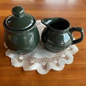 Sugar Bowl and Creamer set. Coffee & tea accessories Dark hunter Green Ceramic